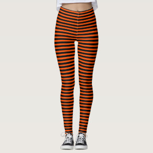 Halloween Orange Witch Stripe Leggings