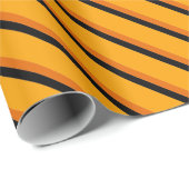Halloween | Orangefarbene und schwarze Streifen Geschenkpapier (Rolleneckpunkt)