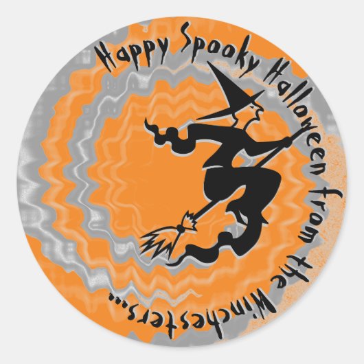 Halloween orangefarbener Hexenzaubertext Spaß Runder Aufkleber (Vorderseite)