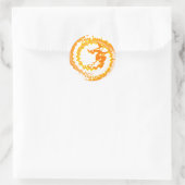 Halloween-Orangenfliegender Hexenzaubertext Runder Aufkleber (Tasche)