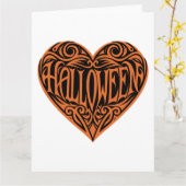 Halloween, Orangenherz, Feiertag Karte (Gelbe Blume)