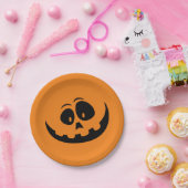 Halloween-Orangenkürbis lustig Pappteller (Party)