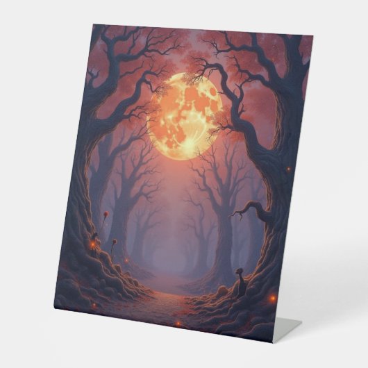 Halloween-Orangenmond Sockelschild (Vorderseite)