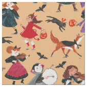 Halloween-Orangentrick oder Kinder mit Pattern beh Stoff (Nahaufnahme)