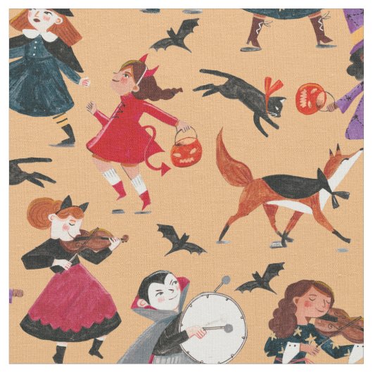 Halloween-Orangentrick oder Kinder mit Pattern beh Stoff (Nahaufnahme)