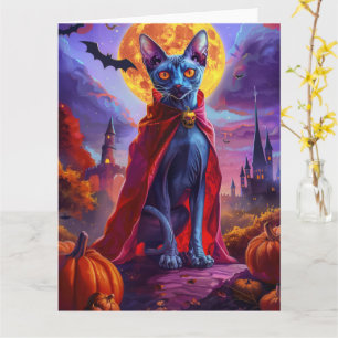 Halloween Oriental Blaue Katze Vampir Kürbisse Gru Karte
