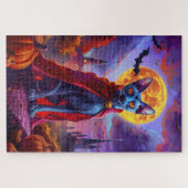 Halloween Oriental Blue Cat Vampire Pumpkins Beäng Puzzle (Horizontal)