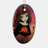 Halloween Ornament Big Eye Girl mit Pumpkin (Rechts)