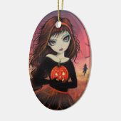 Halloween Ornament Big Eye Girl mit Pumpkin (Links)