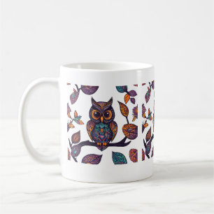 Halloween Owl Alebrije und Blätter Kaffeetasse