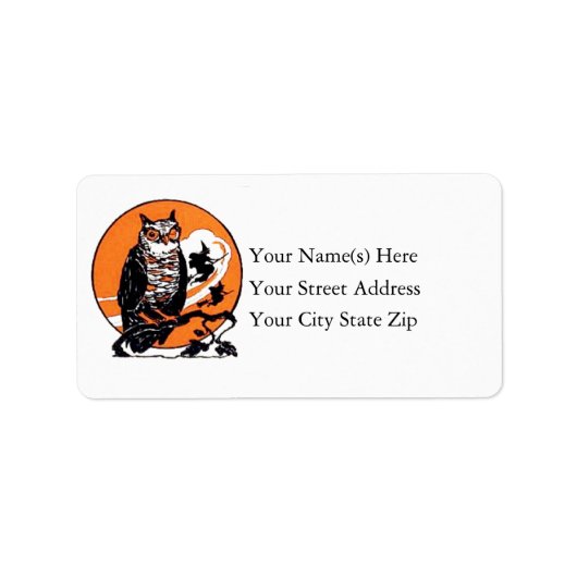 Halloween Owl and Hexen Address Label Adressaufkleber (Vorne)