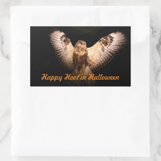 Halloween Owl im Flug Rechteckiger Aufkleber (Tasche)