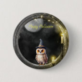 Halloween Owl im Rundturmfenster Button (Vorderseite)