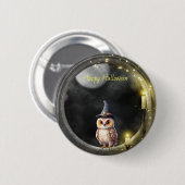 Halloween Owl im Rundturmfenster Button (Vorne & Hinten)