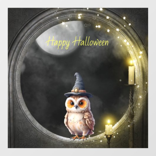 Halloween Owl im Rundturmfenster Fensteraufkleber (Blatt)