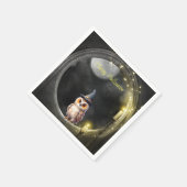 Halloween Owl im Rundturmfenster Serviette (Ecke)