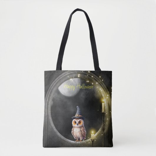 Halloween Owl im Rundturmfenster Tasche (Vorderseite)