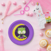 Halloween Owl Moon Lila Polka Dot Fun Party Pappteller (Party)