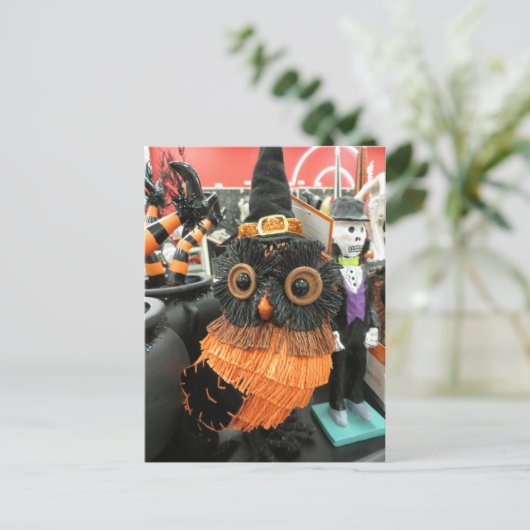 Halloween Owl Postkarte (Stehend Vorderseite)