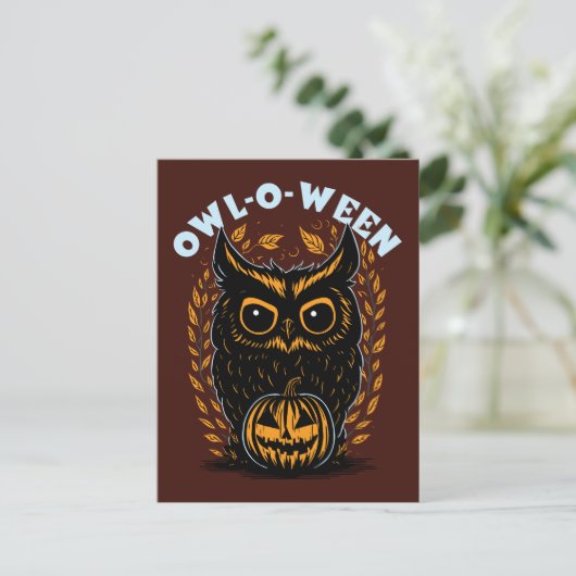 Halloween Owl Postkarte (Stehend Vorderseite)