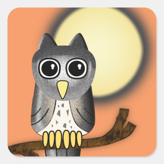 Halloween Owl Quadratischer Aufkleber (Vorderseite)