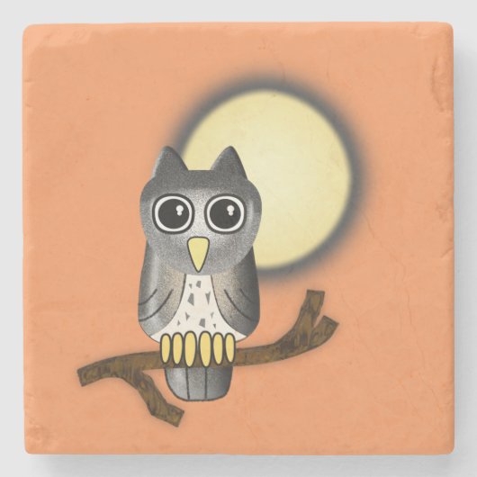 Halloween Owl Steinuntersetzer (Vorderseite)