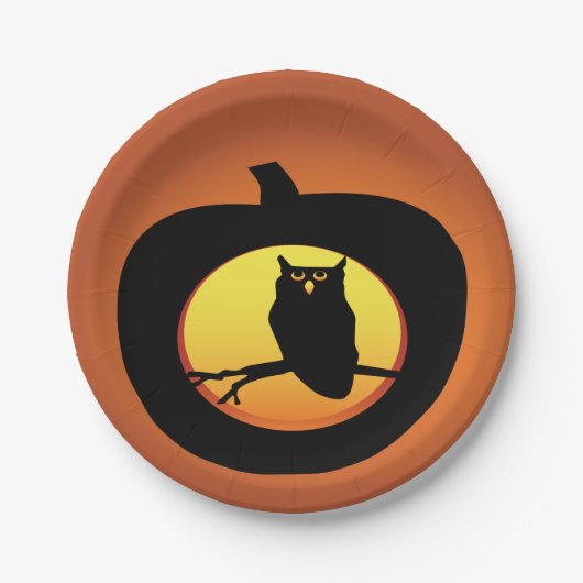 Halloween-Owl-Teller Pappteller (Vorderseite)