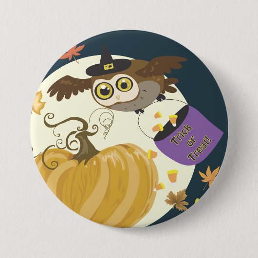 Halloween Owl Trick oder Treat! Button (Vorderseite)