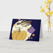 Halloween Owl Trick oder Treat Grußkarte Karte (Gelbe Blume)