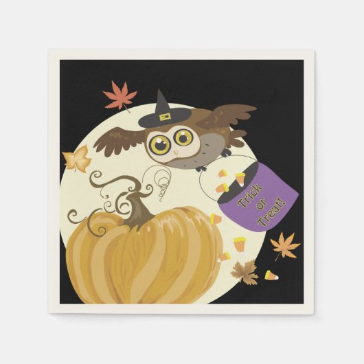Halloween Owl Trick oder Treat! Serviette (Vorderseite)