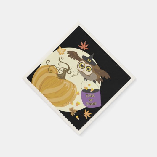 Halloween Owl Trick oder Treat! Serviette (Ecke)