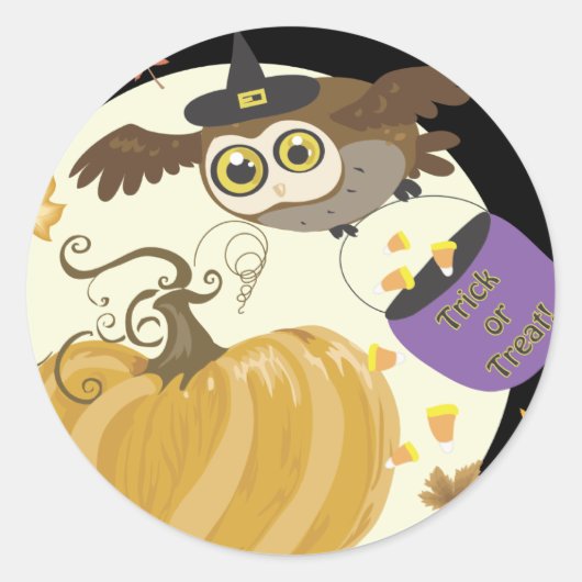 Halloween Owl Trick oder Treat Stickers (Vorderseite)