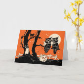 Halloween Owls Card Karte (Gelbe Blume)