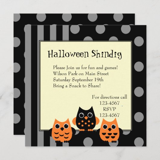 Halloween Owls Einladung (Vorne/Hinten)