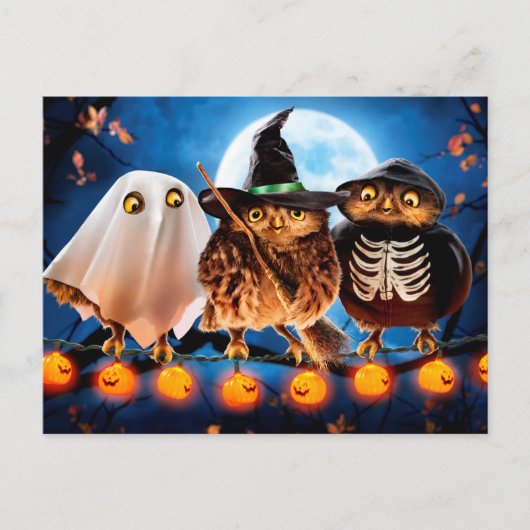 Halloween Owls Einladungspostkarte (Vorderseite)