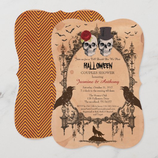 Halloween-Paarduscheneinladung. Vintag Einladung (Vorne/Hinten)