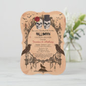 Halloween-Paarduscheneinladung. Vintag Einladung (Stehend Vorderseite)