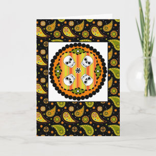 Halloween Paisley Skull Card Karte