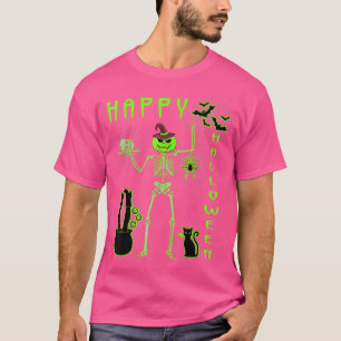 Halloween Pan Pumpkin Skelettdesign T-Shirt