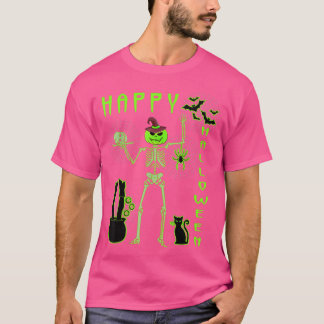 Halloween Pan Pumpkin Skelettdesign T-Shirt