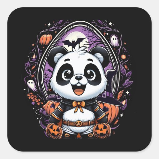 Halloween Panda Classic Square Sticker (Vorderseite)