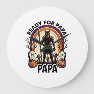 Halloween Papa-Shirt Vintage-Friedhof-Sonnenunterg Große Wanduhr