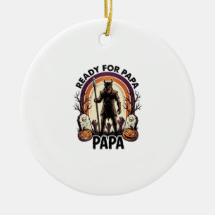 Halloween Papa-Shirt Vintage-Friedhof-Sonnenunterg Keramik Ornament