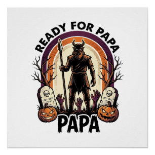 Halloween Papa-Shirt Vintage-Friedhof-Sonnenunterg Poster
