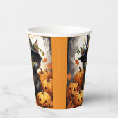 Halloween Paper Cups Black Kitten Pumpkins Pappbecher (Rechts)