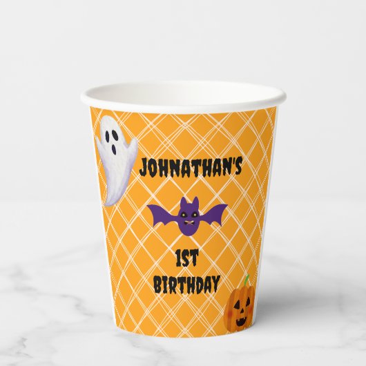 Halloween Paper Cups w. Ghost Pumpkin Bat Pappbecher (Rückseite)