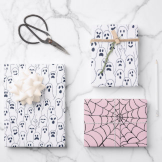 Halloween Paper - Gespenster und Spinnennetz Geschenkpapier Set
