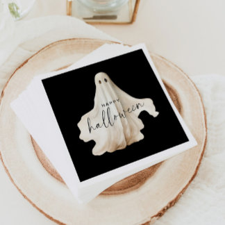 Halloween Paper Napkin Ghost Spooky Black Decor Serviette
