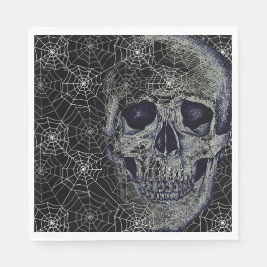 Halloween Paper Napkins-Skull & Webs Serviette (Vorderseite)