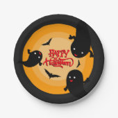 Halloween Paper Party Plate with Ghosts and Bats Pappteller (Vorderseite)